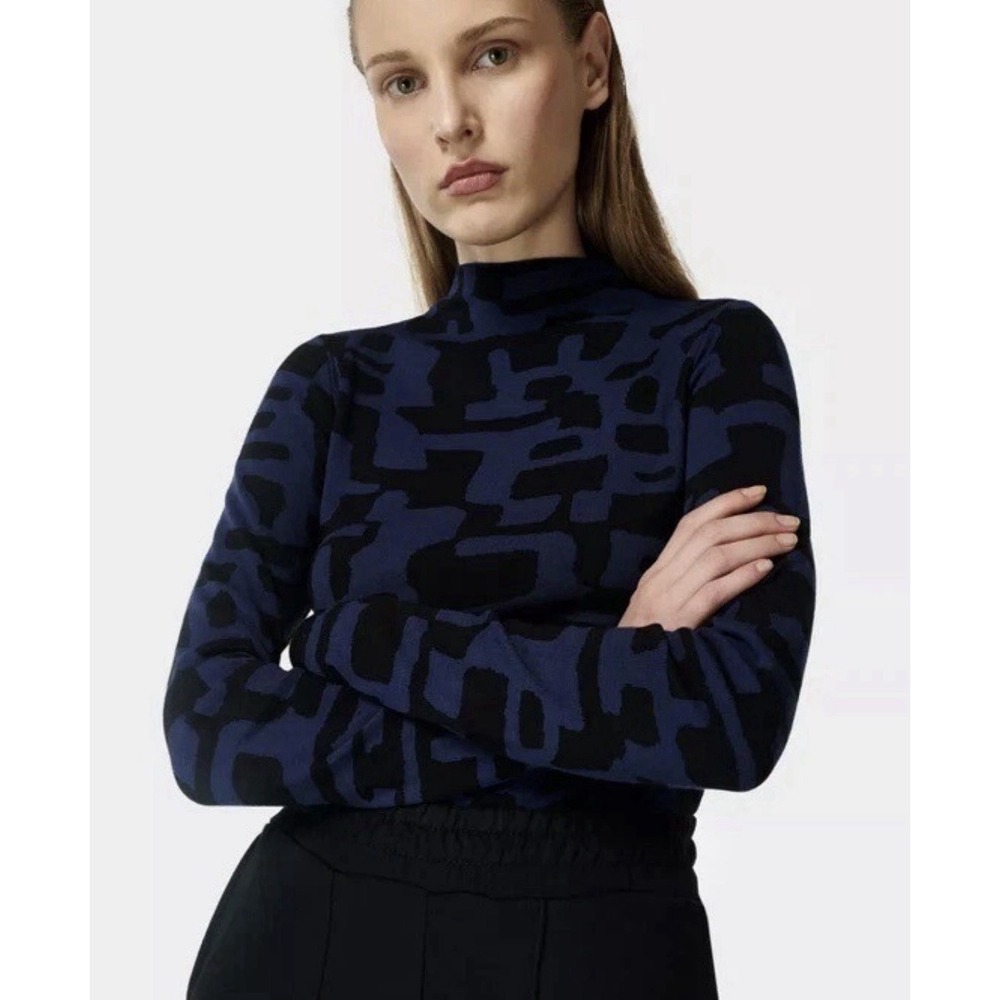 Sweaty Betty Knitted Thermal Base Layer Top Sz 6 Mock Neck Ski Avant Garde